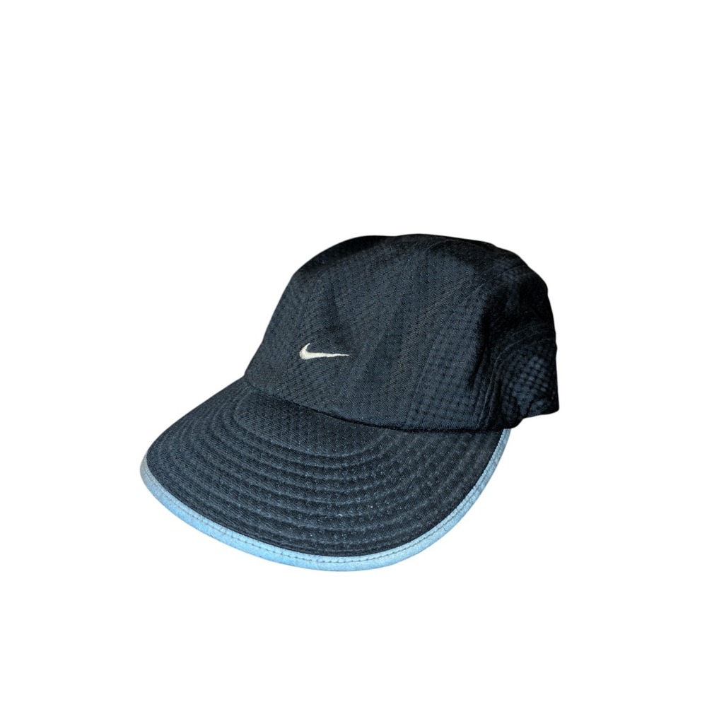 Vintage Nike Hat Tailwind 7 Panel Strapback Adjustable 90s Runner Cap Black